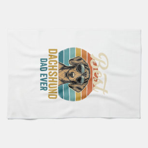 Best Dachshund Dad Ever Vintage Dog Shirt Design_1 Kitchen Towel