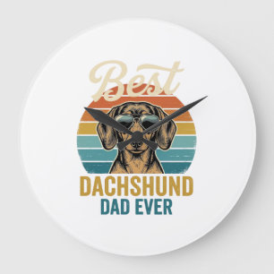 Best Dachshund Dad Ever Vintage Dog Shirt Design_1 Large Clock