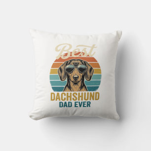 Best Dachshund Dad Ever Vintage Dog Shirt Design_1 Throw Pillow