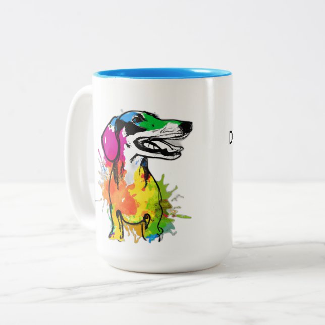 Best Dachshund Mom Cute Wiener Personalized Two-Tone Coffee Mug (Front Left)