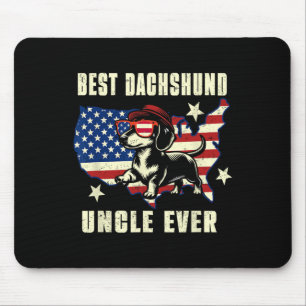 Best Dachshund Uncle Ever American Flag 4th Of Jul Mouse Pad
