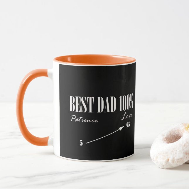 Best Dad 100% Love Patience Funky Father Mug Cup (With Donut)