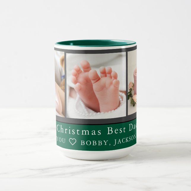 Best Dad 3-Photo Collage & Custom Message Simple  Mug (Center)