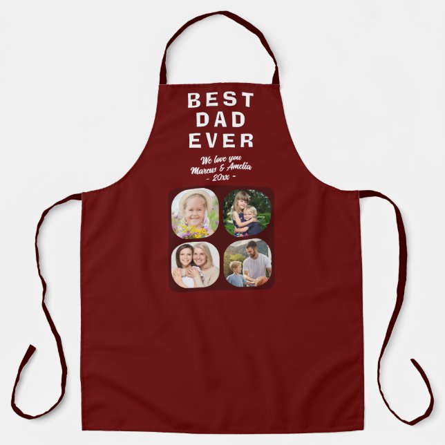 Best Dad 4 Photo Collage Family Father Apron (Front)
