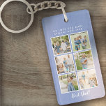 Best Dad! 6 Photos Custom Message Blue  Keychain<br><div class="desc">Best dad script font with 6 family photo slots along with a custom message for your number 1 Dad.</div>