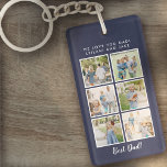 Best Dad! 6 Photos Custom Message Navy Blue Keychain<br><div class="desc">Best dad script font with 6 family photo slots along with a custom message for your number 1 Dad.</div>