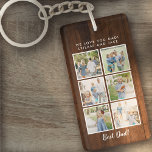 Best Dad! 6 Photos Custom Message Rustic Wood Keychain<br><div class="desc">Best dad script font with 6 family photo slots along with a custom message for your number 1 Dad.</div>