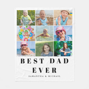 Best Dad 9 Photo Collage Fleece Blanket