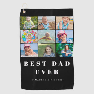 Best Dad 9 Photo Collage Golf Towel