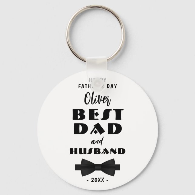 Best Dad and Husband Black Tie Elegant Keychain (Front)