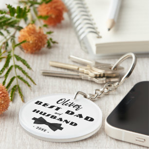 Best Dad and Husband Black Tie Elegant Keychain
