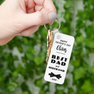 Best Dad and Husband Black Tie Elegant Keychain
