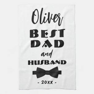 Best Dad and Husband Black Tie Elegant  Kitchen Towel