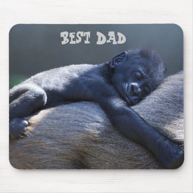 Best Dad, baby ape hugging dad ape Mouse Pad (Front)