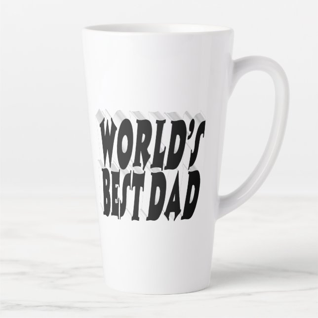 Best Dad black 3d text Latte Mug (Right)