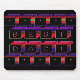 Best Dad Blocks Text Red & Purple Mouse Pad