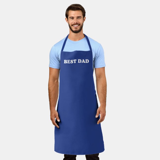 Best Dad blue white typography solid plain modern Apron (Worn)