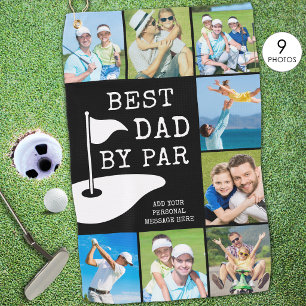 BEST DAD BY PAR 12 Photo Collage Personalized Golf Towel