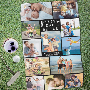 BEST DAD BY PAR 12 Photo Collage Personalized Golf Towel