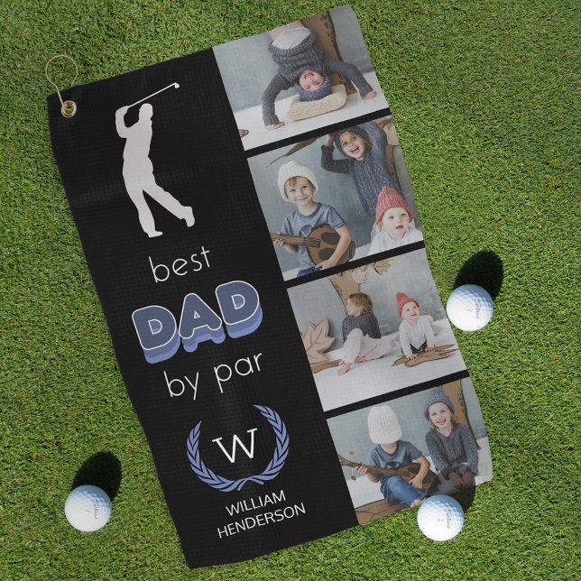 Best Dad By Par 4 Photo Monogram Golf Towel (Creator Uploaded)