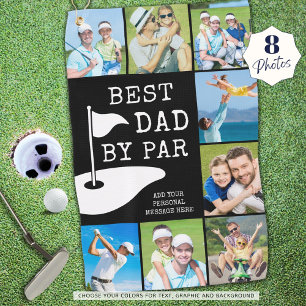 BEST DAD BY PAR 8 Photo Collage Personalized Golf Towel