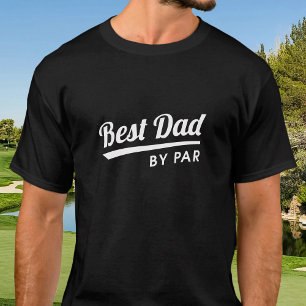 Best Dad By Par Black and White Retro Golf T-Shirt