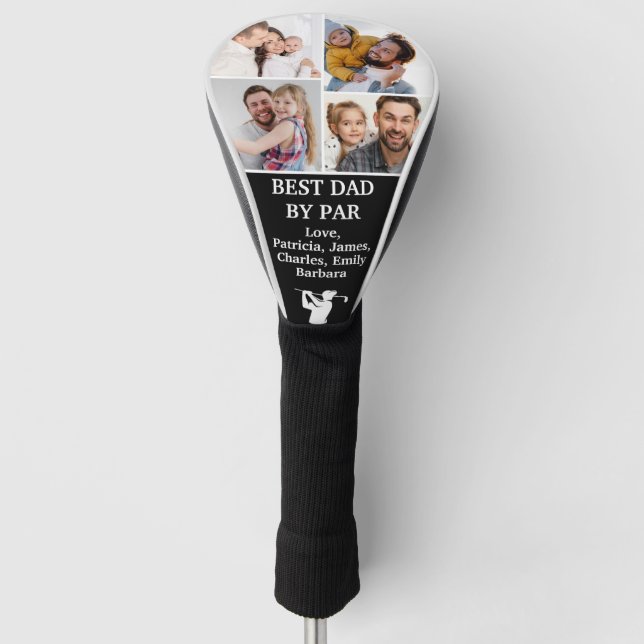 Best Dad by Par Custom 4 Photo Father's day  Golf Head Cover (Front)