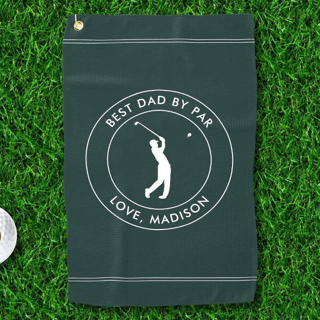 Best Dad By Par Custom Golfer Name Personalized Golf Towel (Creator Uploaded)
