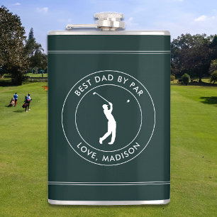Best Dad By Par Custom Golfer Name Personalized Hip Flask