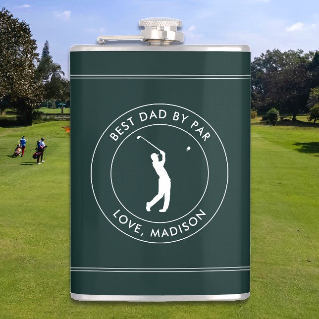 Best Dad By Par Custom Golfer Name Personalized Hip Flask (Creator Uploaded)
