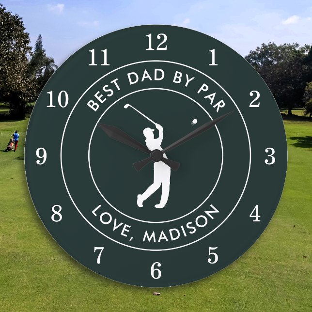 Best Dad By Par Custom Golfer Name Personalized Large Clock (Creator Uploaded)