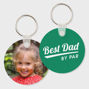 Best Dad By Par Custom Kid's Photo Green Golf Keychain