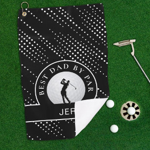 Best Dad By Par Custom Male Golfer Black & White  Golf Towel