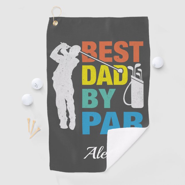 Best Dad By Par Custom Name Father's Day Golf Towel (InSitu)