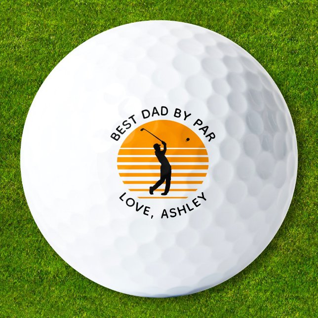 Best Dad By Par Custom Name Text Personalized Golf Balls (Creator Uploaded)