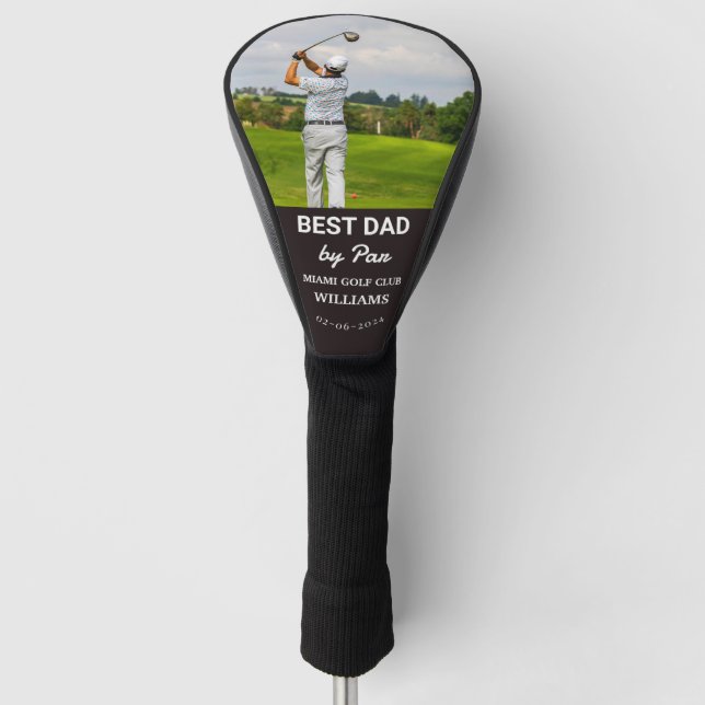 Best DAD By Par Custom Photo Father's Day Golf Hea Head Cover (Front)