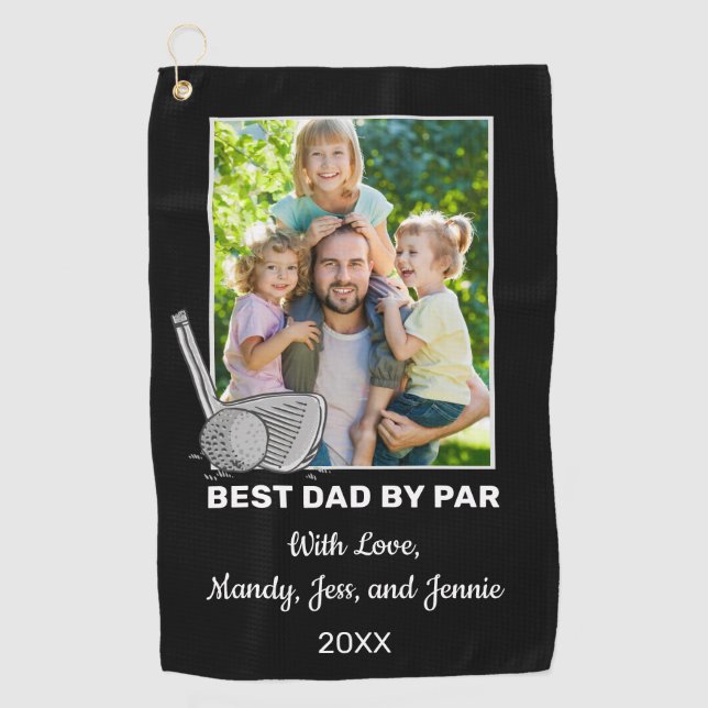 Best Dad By Par Custom Photo  Golf Towel (Front)