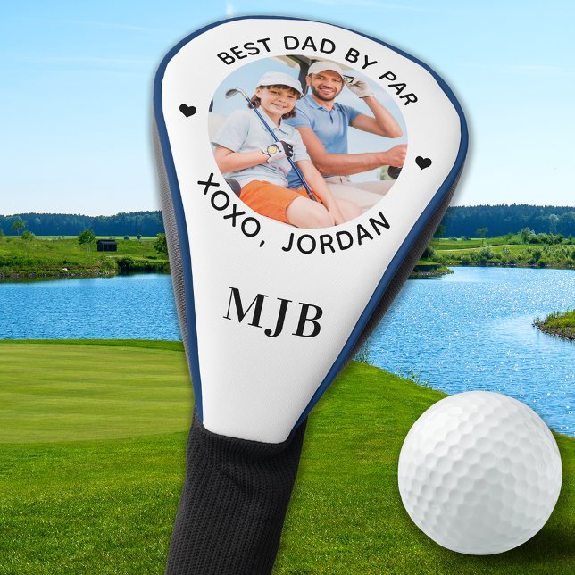 BEST DAD BY PAR Custom Photo Personalized Monogram Golf Head Cover (Creator Uploaded)