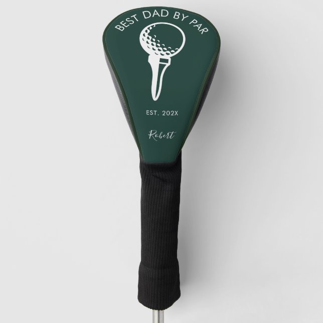 Best Dad by Par Custom Script Minimalist Golf Head Cover (Front)