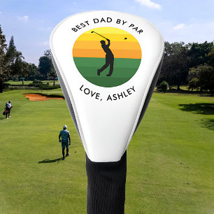 Best Dad By Par Custom Text Sunset Golfer Golf Head Cover