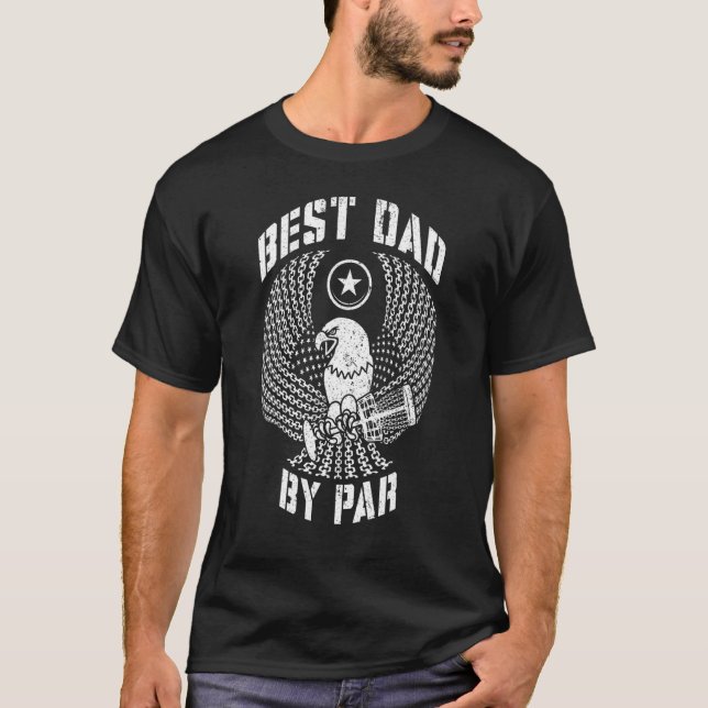 Best Dad By Par Disc Golf Father's Day Usa Flag Ea T-Shirt (Front)