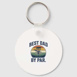 Best Dad By Par Disc Golf Vintage Sunset Design_1 Keychain