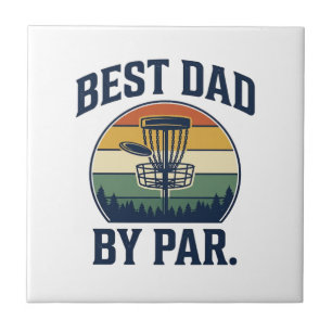 Best Dad By Par Disc Golf Vintage Sunset Design_1 Tile