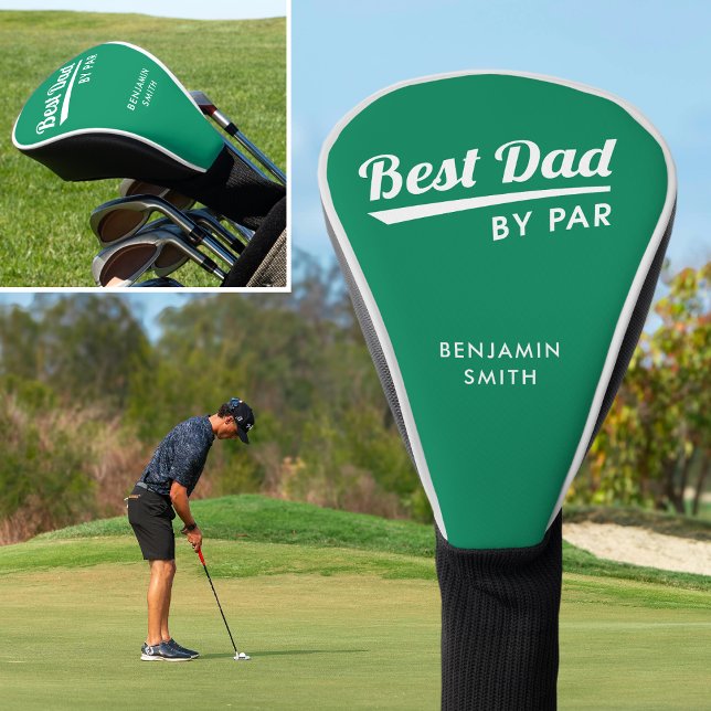 Best Dad By Par Father's Custom Name Green Golf Head Cover (Creator Uploaded)
