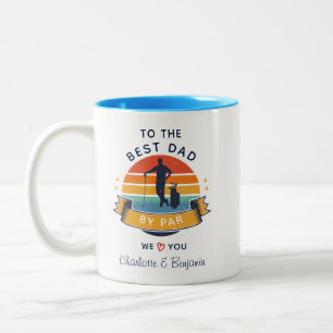 Best Dad By Par Fathers Day Kids Photo Custom Two-Tone Coffee Mug