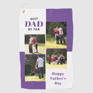 Best Dad By Par four photos purple Father's Day Golf Towel