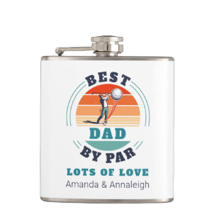 Best Dad By Par From Daughters Custom Retro Golf Hip Flask