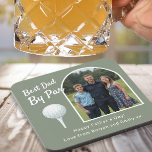 Best Dad By Par   Funny Golf Photo Father's Day Coaster
