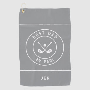 Best Dad By Par   Funny Golfer Humor Classic Gray Golf Towel