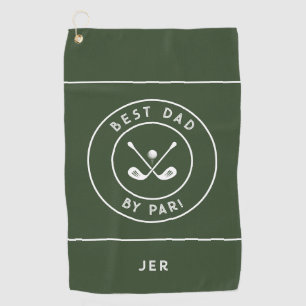 Best Dad By Par   Funny Golfer Humor Olive Green  Golf Towel